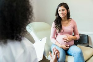 pregnant woman talking